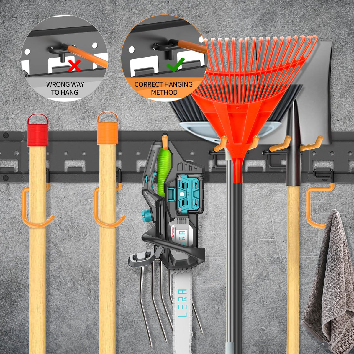 Unaikoo broom, mop, shovel storage kept neatly and accessible