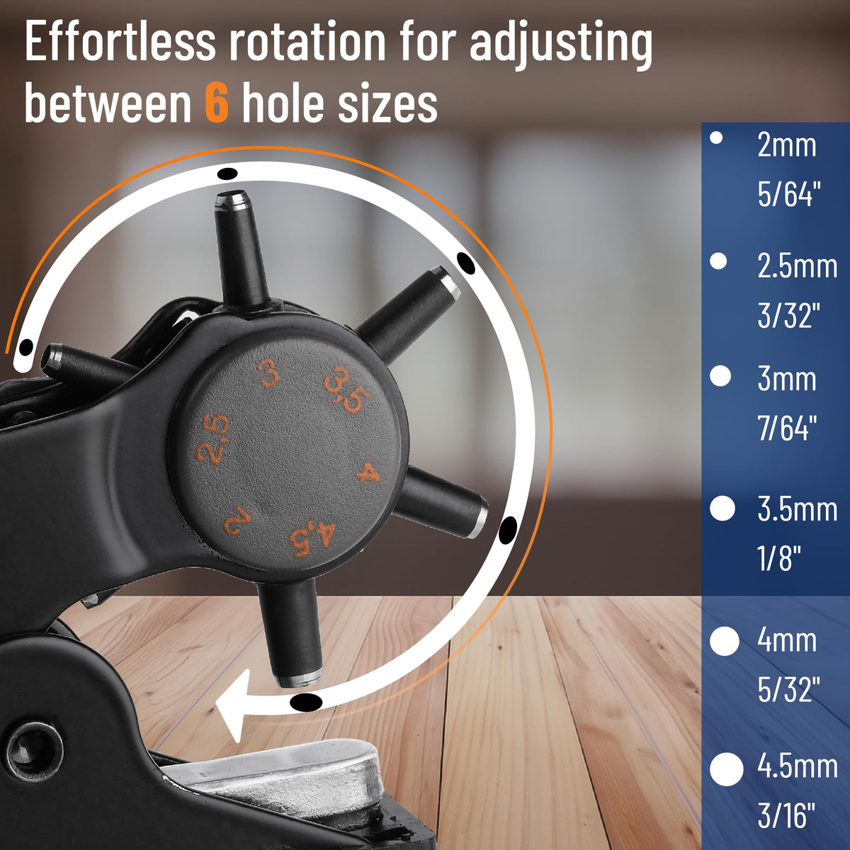 UNCO interchangeable punch sizes for tailored hole spacing