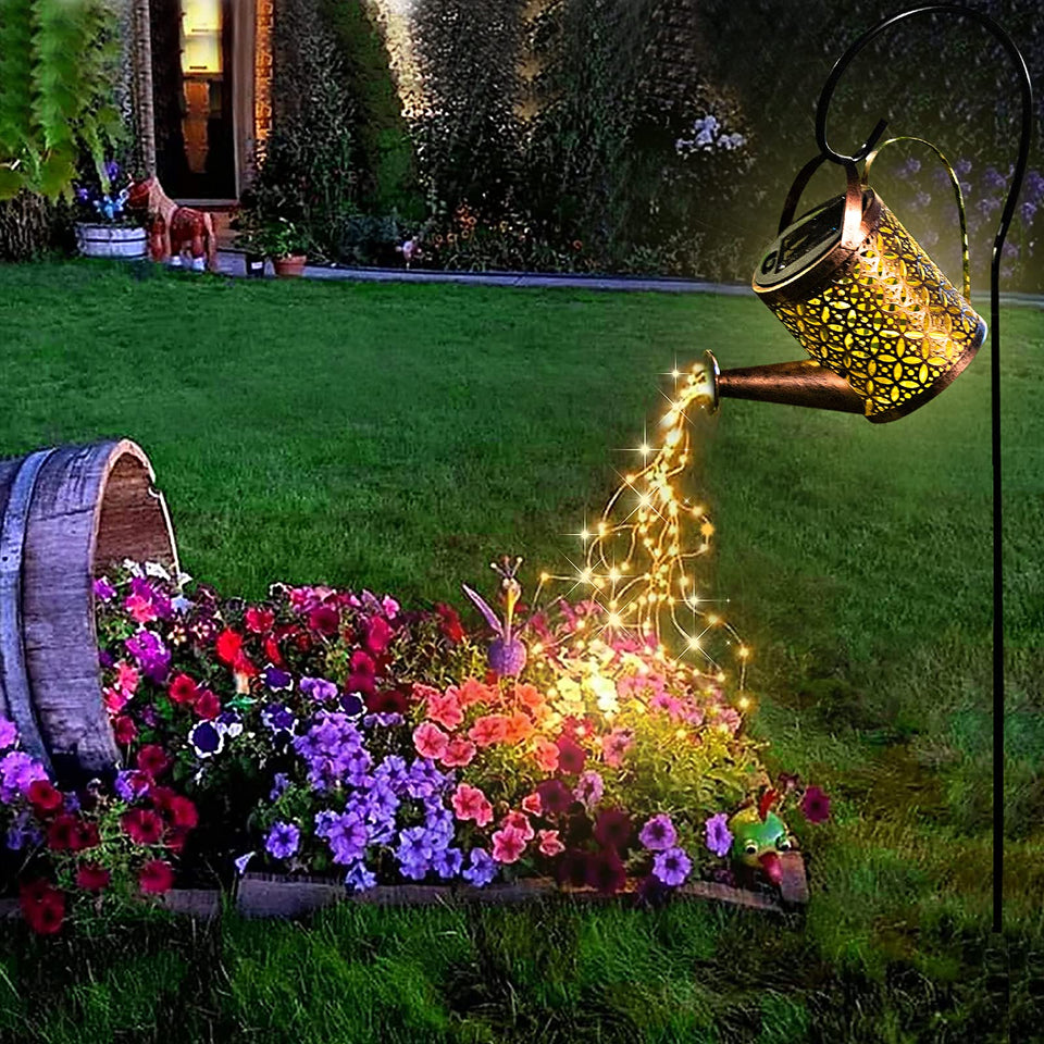 Undreem solar hanging lantern with brass-pattern design enhances garden decor