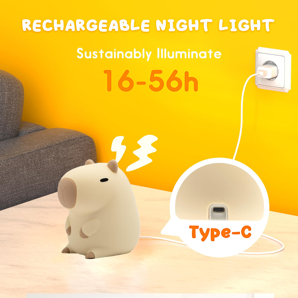 UNEEDE capybara night light 20-minute timer auto-off energy saver