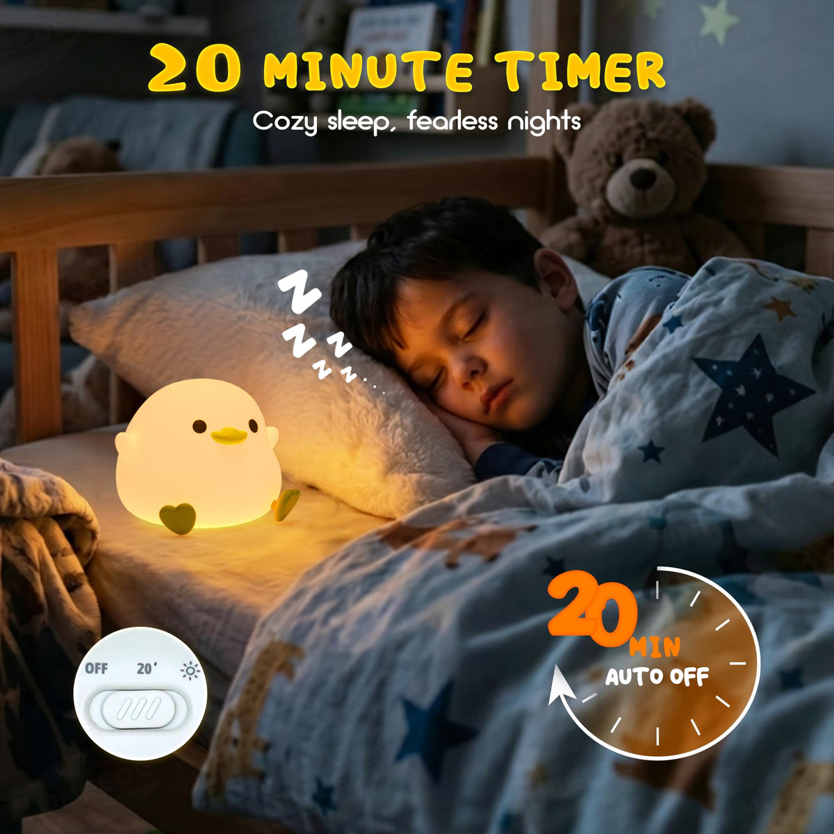UNEEDE durable silicone duck night light withstands daily use.