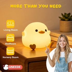 UNEEDE portable duck night light for desks, bedsides, and shelves.