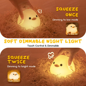 UNEEDE silicone duck night light with touch sensor for easy control.