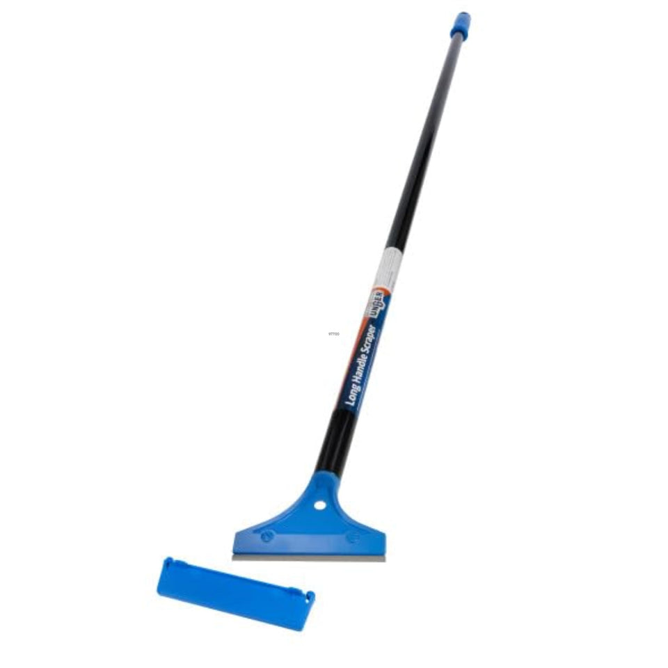 Unger professional floor scraper with 4ft handle for easy reach during cleaning tasks.