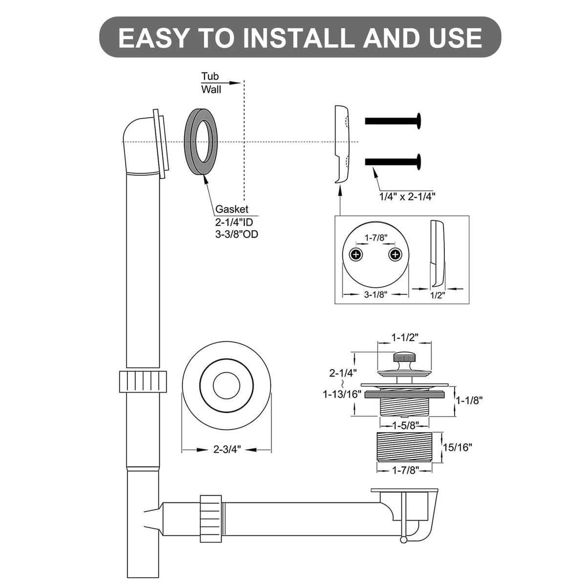 Uni-Green easy install tub drain kit for quick upgrades