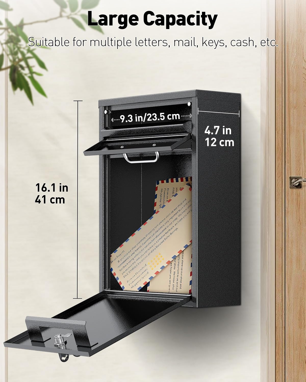 Uniclife anti-theft locking mailbox with key lock keeps letters secure