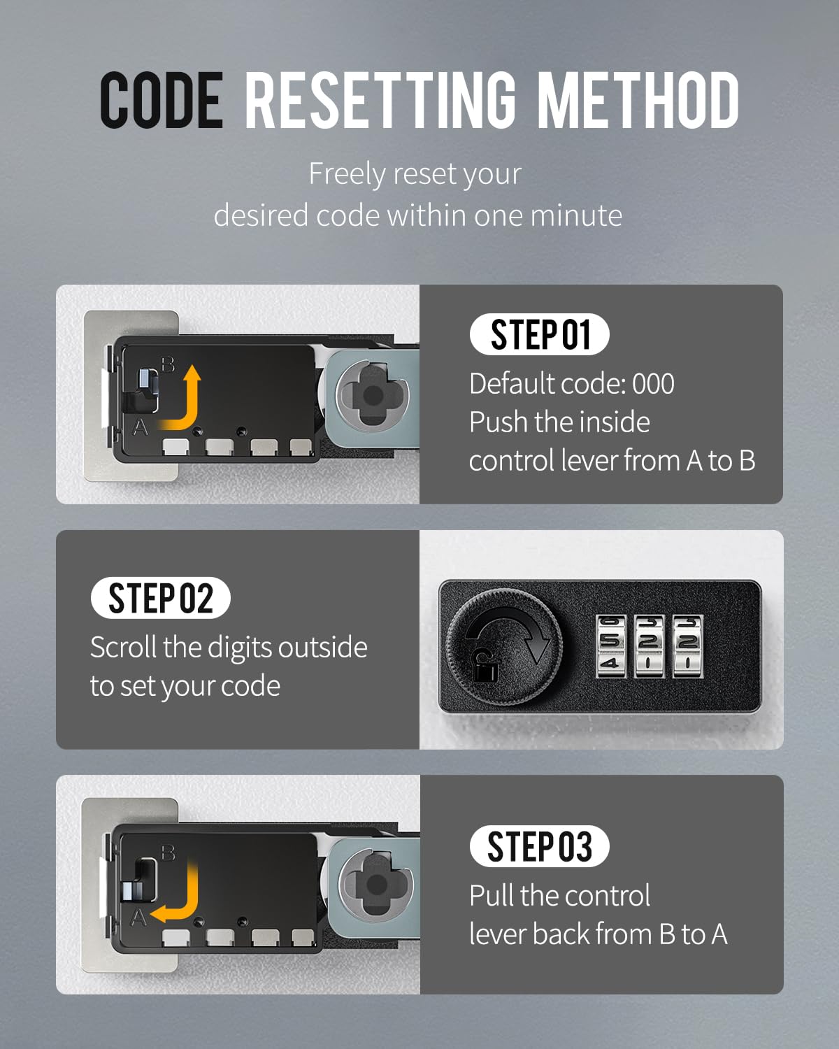 Uniclife combination lock control lever demonstrates simple code management and reset protection