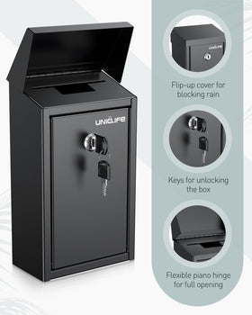 Uniclife dual-slot donation box enables envelopes and small items to be deposited.