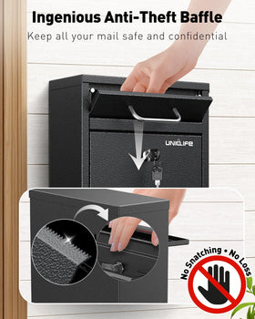 Uniclife large-capacity mailbox fits many letters, documents, or donations