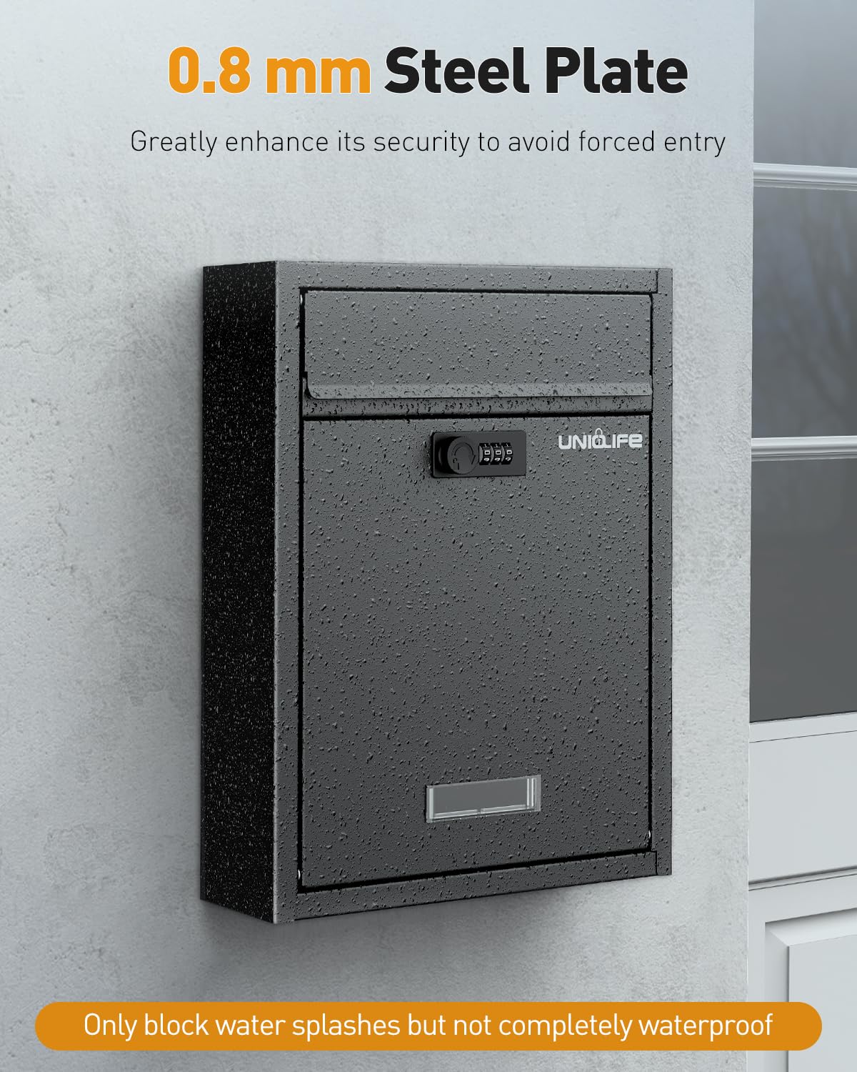 Uniclife durable steel construction resists prying and weather damage