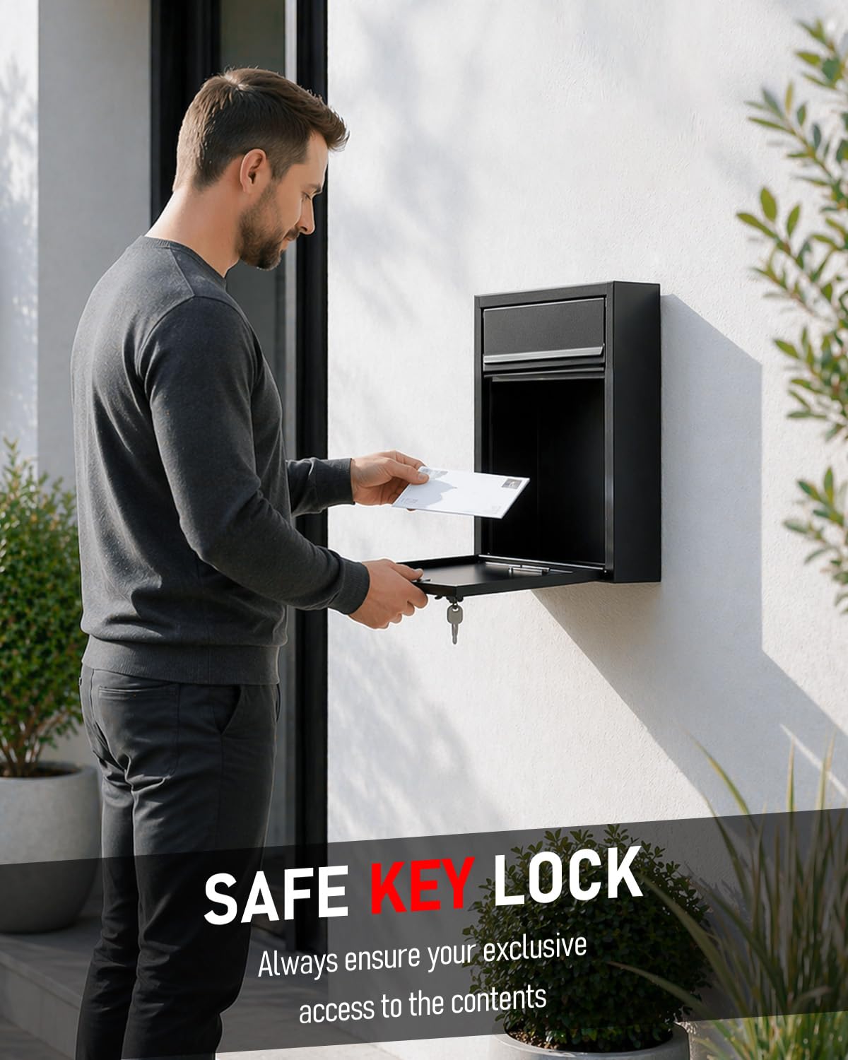 Uniclife mailbox top opening for quick, secure drop-offs.