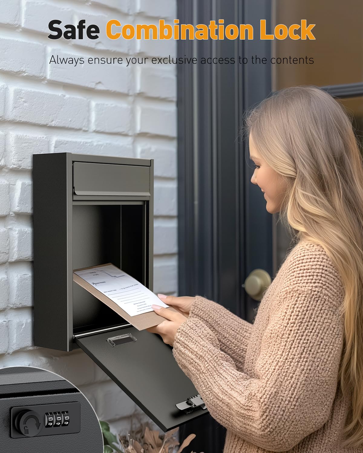 Uniclife wall-mount mailbox top opening enables quick drops without unlocking