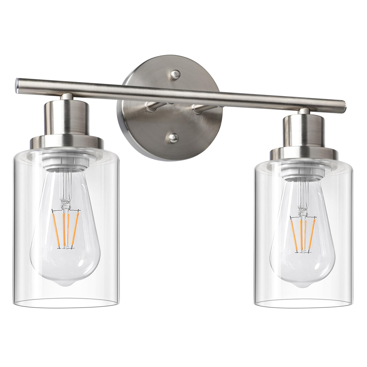 Unicozin 2-light vanity lights with clear glass for bright bathroom vanity reflections