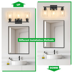 Unicozin black wall lamp with clear glass shades elevates entryways.