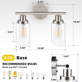 Unicozin brushed nickel wall sconce with clear glass adds modern elegance to any mirror