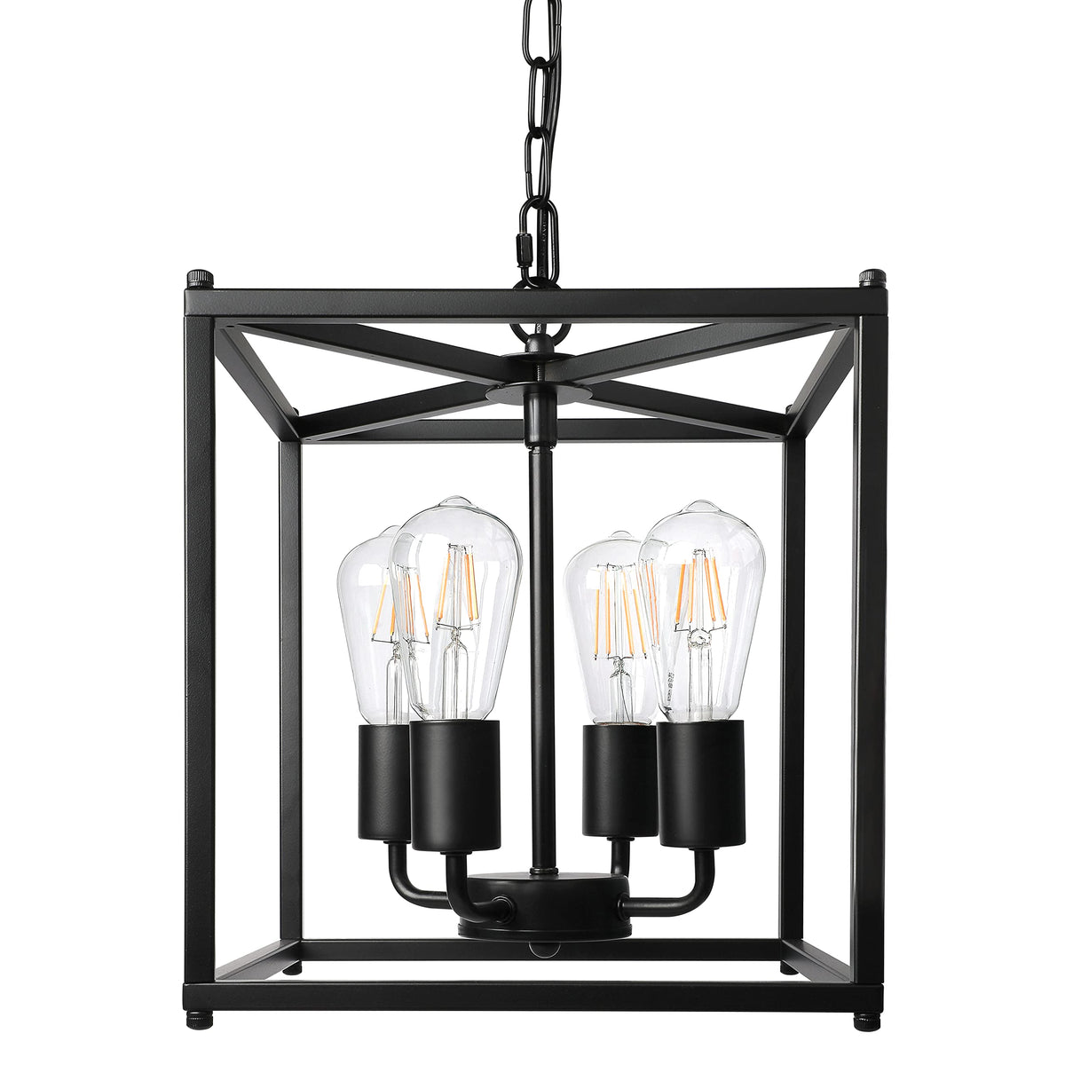 Unicozin four-light black farmhouse chandelier with adjustable height over a dining table