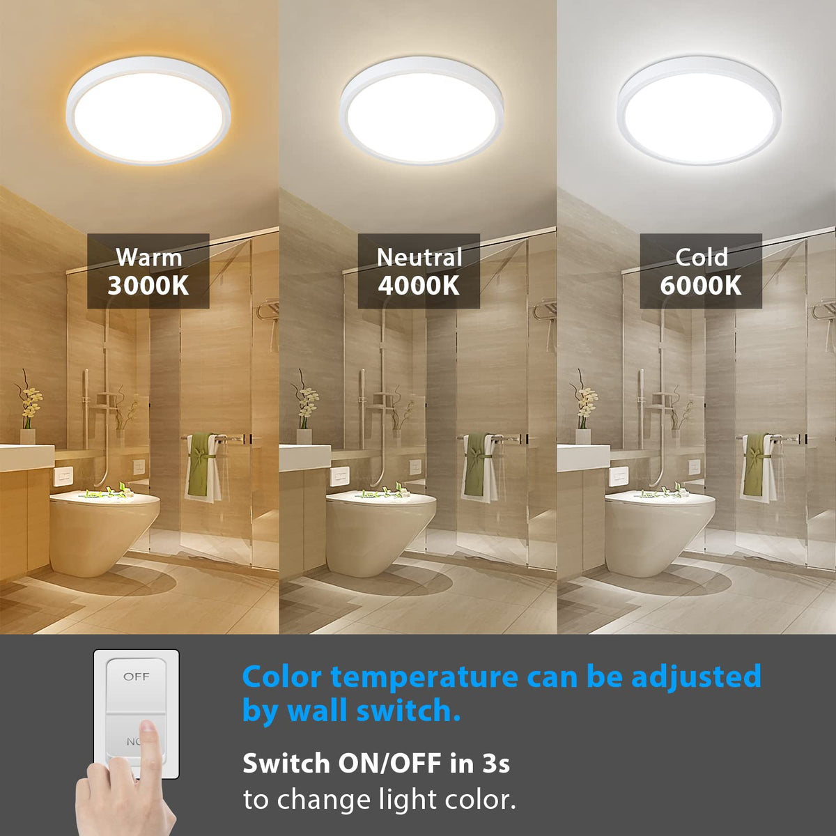 Unicozin IP54 damp location ceiling light suitable for bathrooms or kitchens
