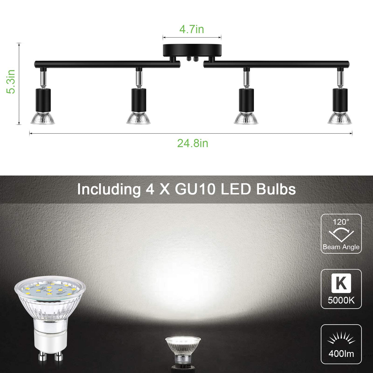 Unicozin GU10 4W bulbs provide daylight white brightness for accuracy.