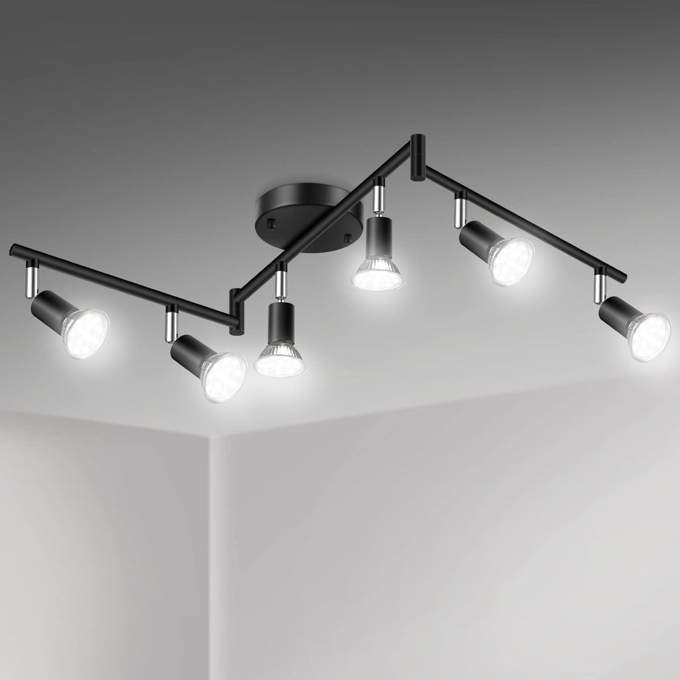 Unicozin LED track light kit front view showing six adjustable heads