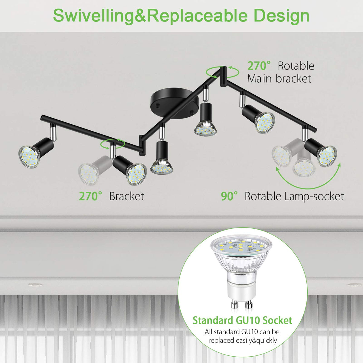 Unicozin track light kit with extended heads for precise lighting