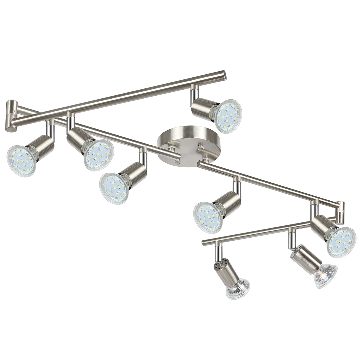 Unicozin LED track lighting kit ceiling view in matte nickel for sleek, even illumination.