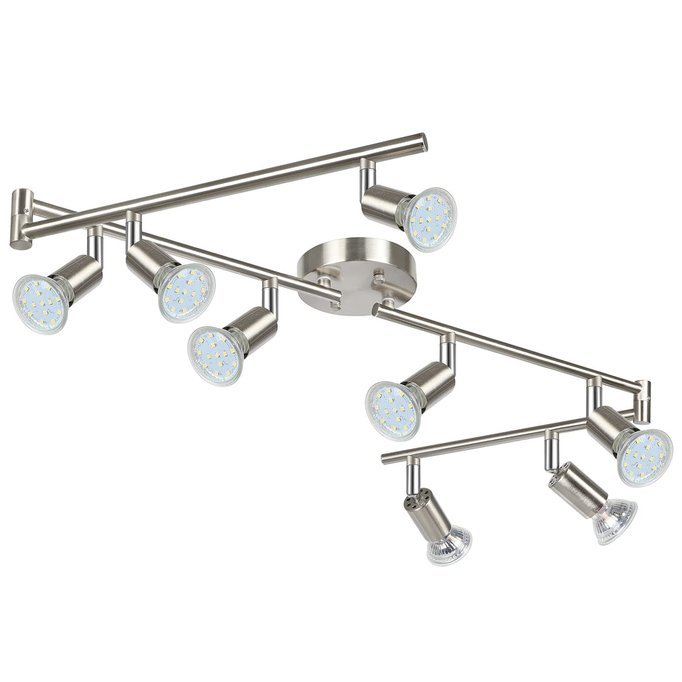 Unicozin LED track lighting kit ceiling view in matte nickel for sleek, even illumination.