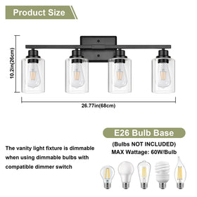 Unicozin 26.77-inch fixture fits small to medium mirrors for balanced illumination