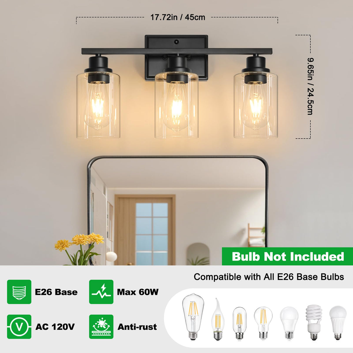 Unicozin modern vanity light in matte black suits bedrooms and hallways.