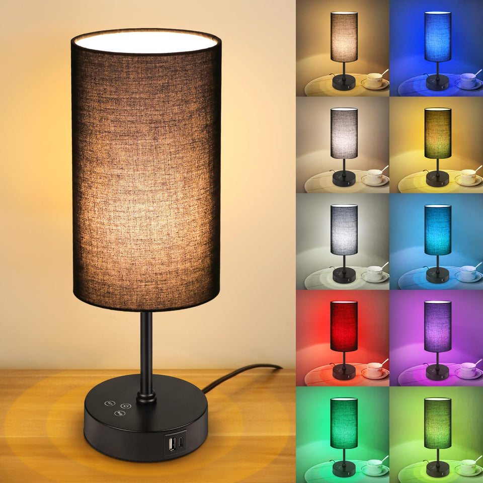Unicozin table lamp with black shade for bedroom ambient lighting.