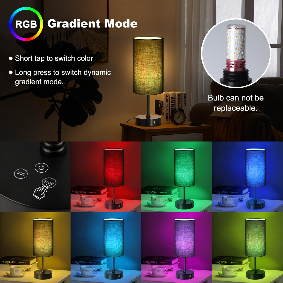 Unicozin table lamp dimming from 10% to 100% for comfortable reading.