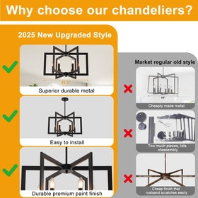 Industrial-style UnicozoHome chandelier as bold metallic accent