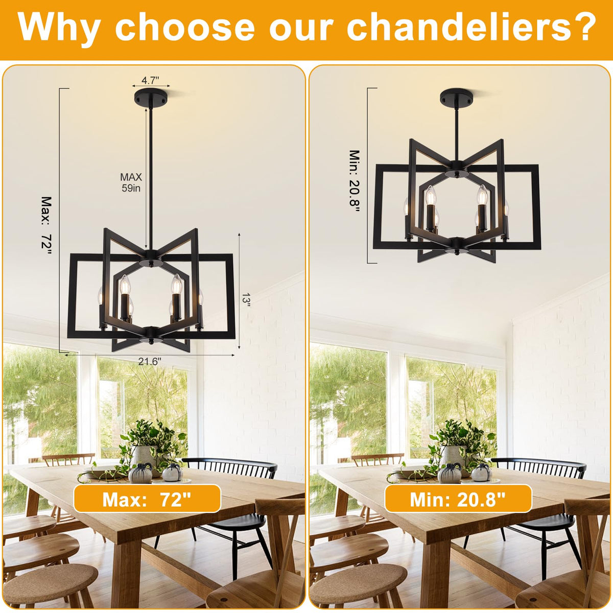Kitchen island chandelier by UnicozoHome provides stylish task lighting