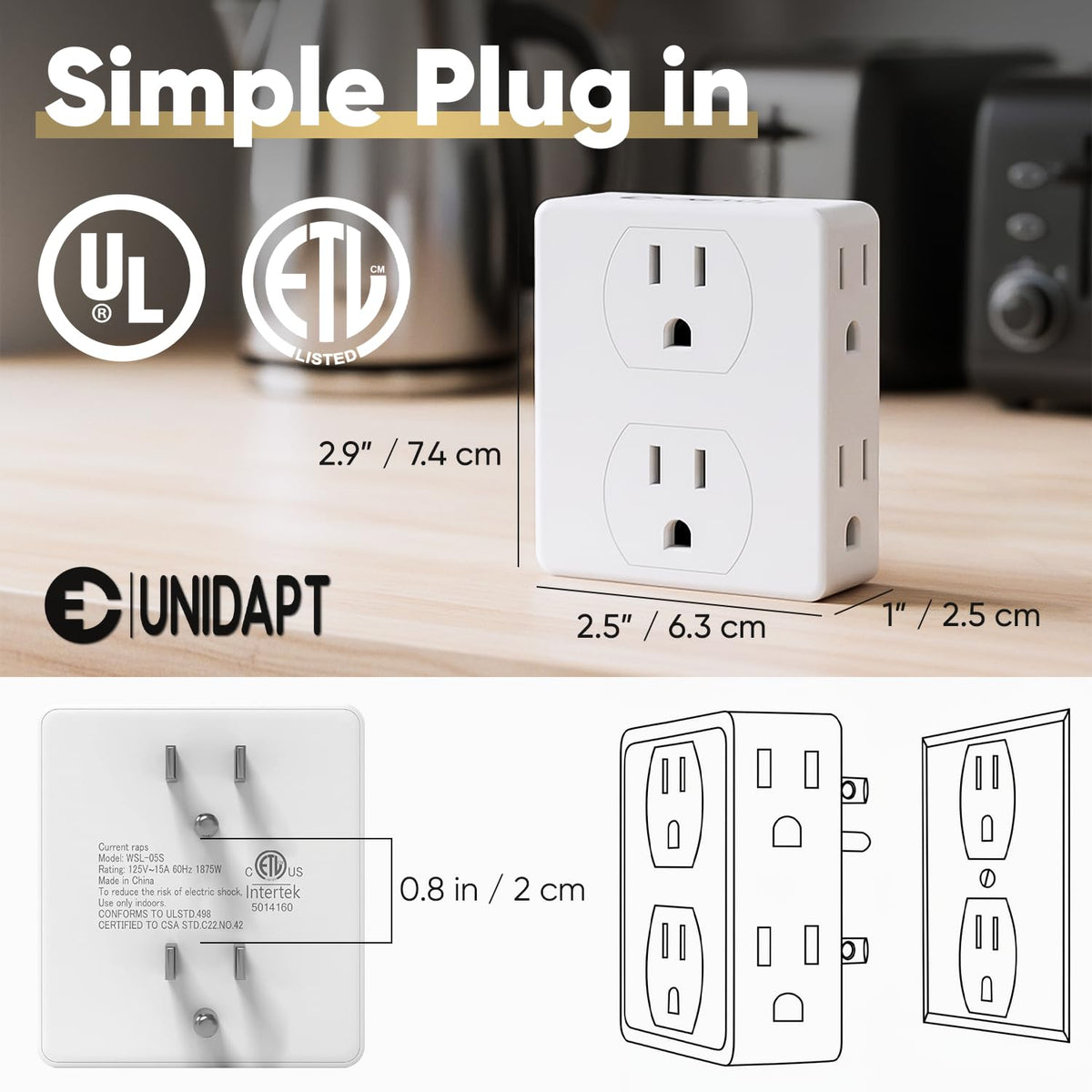 Unidapt UL-listed safety features and fire-proof shell close-up