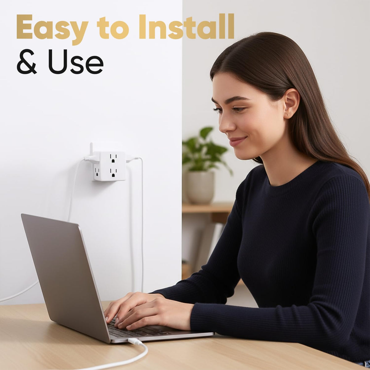 Unidapt side outlets arranged for behind-furniture cable management
