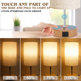 UNIFUN bedside lamp USB-C ports keep devices powered nearby.
