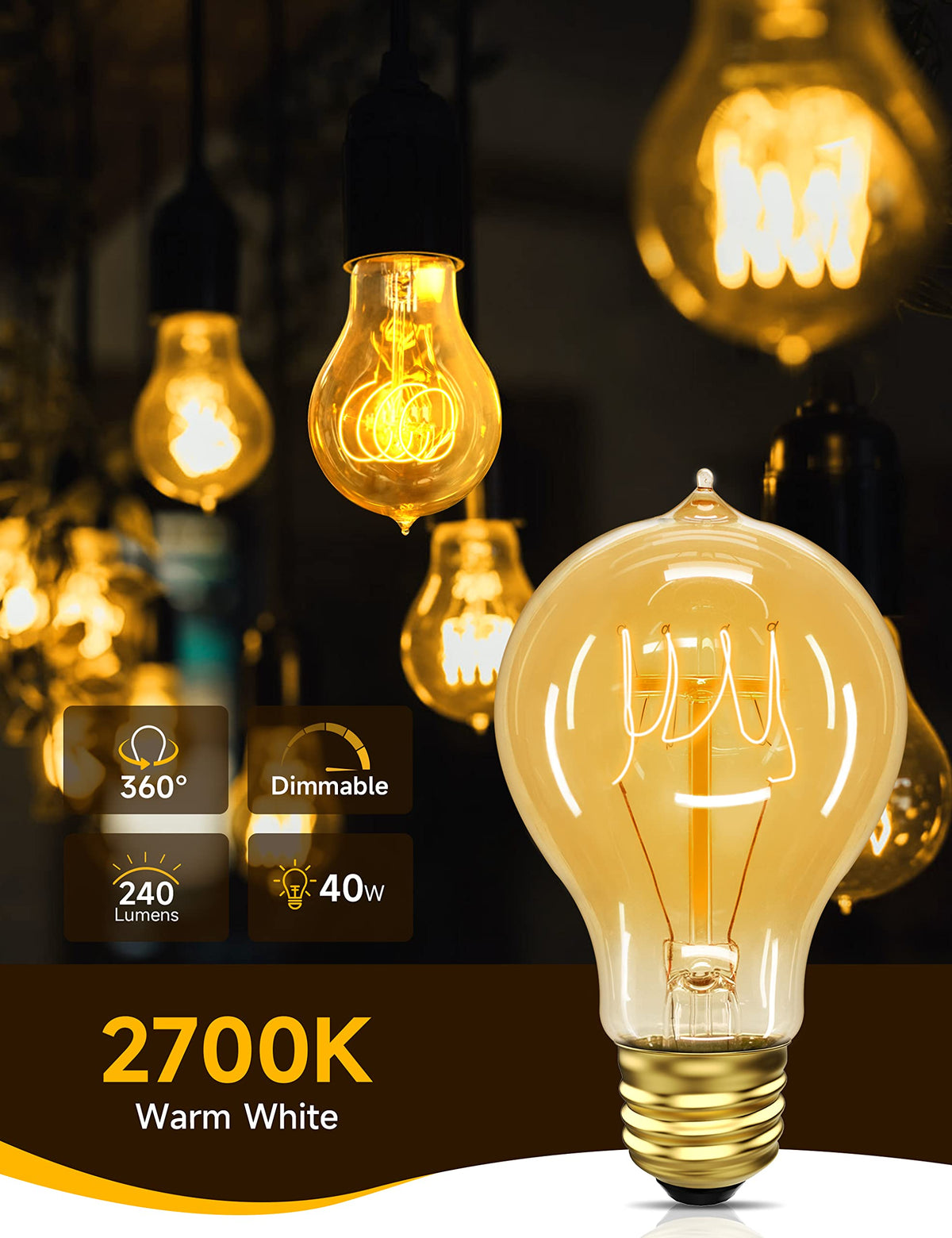UNILAMP Edison bulb with squirrel cage filament for retro decor.