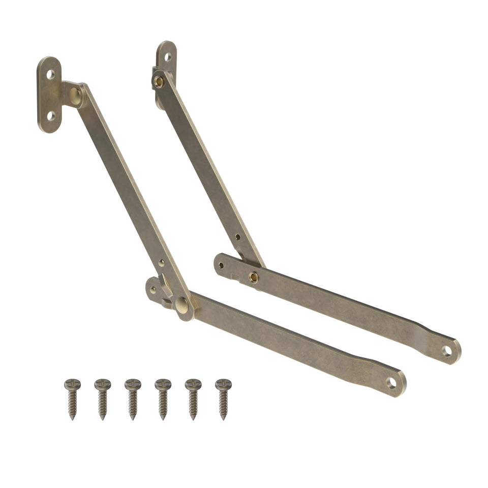 UNIQANTIQ lid stay left hinge with antique brass finish supports secure lid operation.