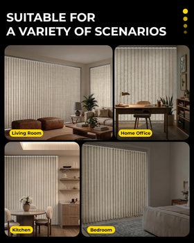 UNISHADES slats trimmed for precise height fit on tall windows
