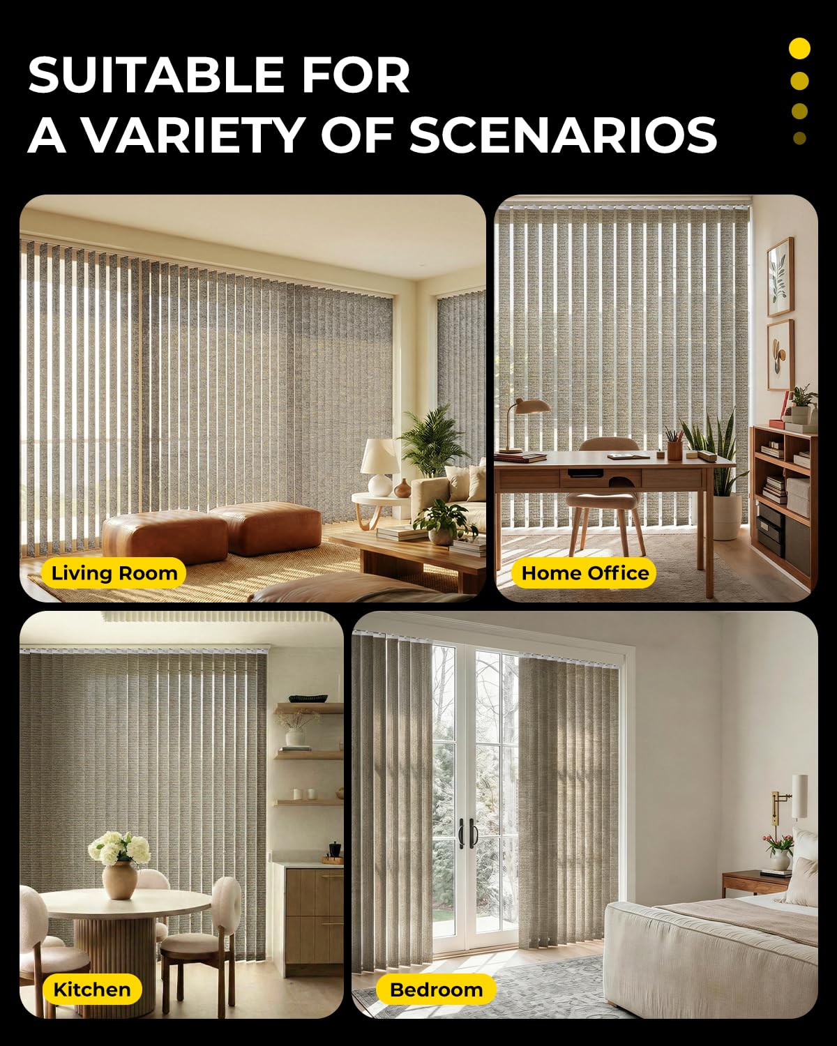 UNISHADES slats shown with trimable height for a custom fit