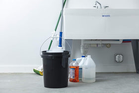 United Solutions tapered nestable bucket design saves space in garage, basement, or workshop.