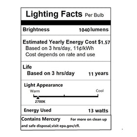 UNITEDLUX 1040LM CFL bulb delivers bright, crisp light for tasks
