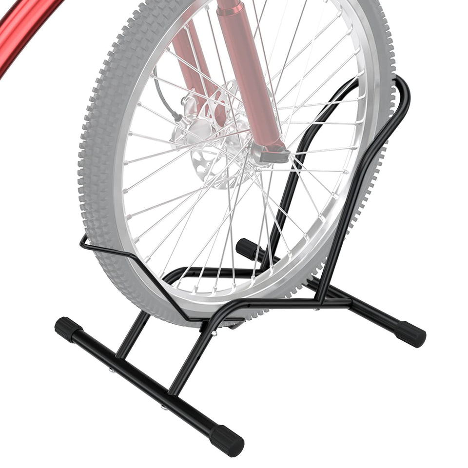 UNITEDPOWER bike floor stand front view with easy roll-in storage