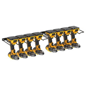 UNITEDPOWER four-slot rack with additional space for drill bits and chargers.