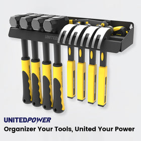 UNITEDPOWER Hammer Holder organized workspace for easy hammer reach.
