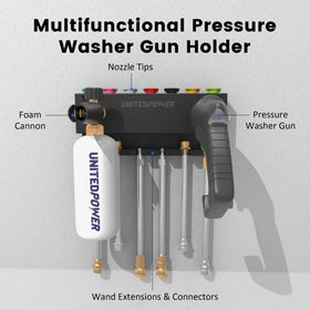 UNITEDPOWER pressure-washer wand and nozzle storage keeps essential parts within reach