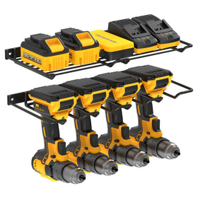 UNITEDPOWER wall-mounted drill rack shows space-saving storage for cordless drills