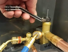 Uniweld DHVA adaptor enables deep reach to 3/16 and 5/16 hex valves on equipment.
