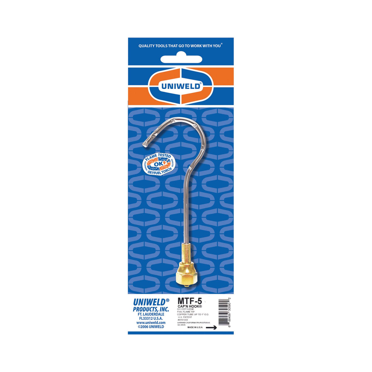 Uniweld MTF-5 Cap'n Hook stainless steel elbow protects against bending during tough brazing tasks.