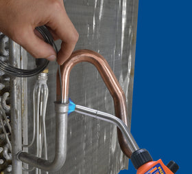 Uniweld UAB Aluma-Braze transition fitting brazed copper to aluminum connection.