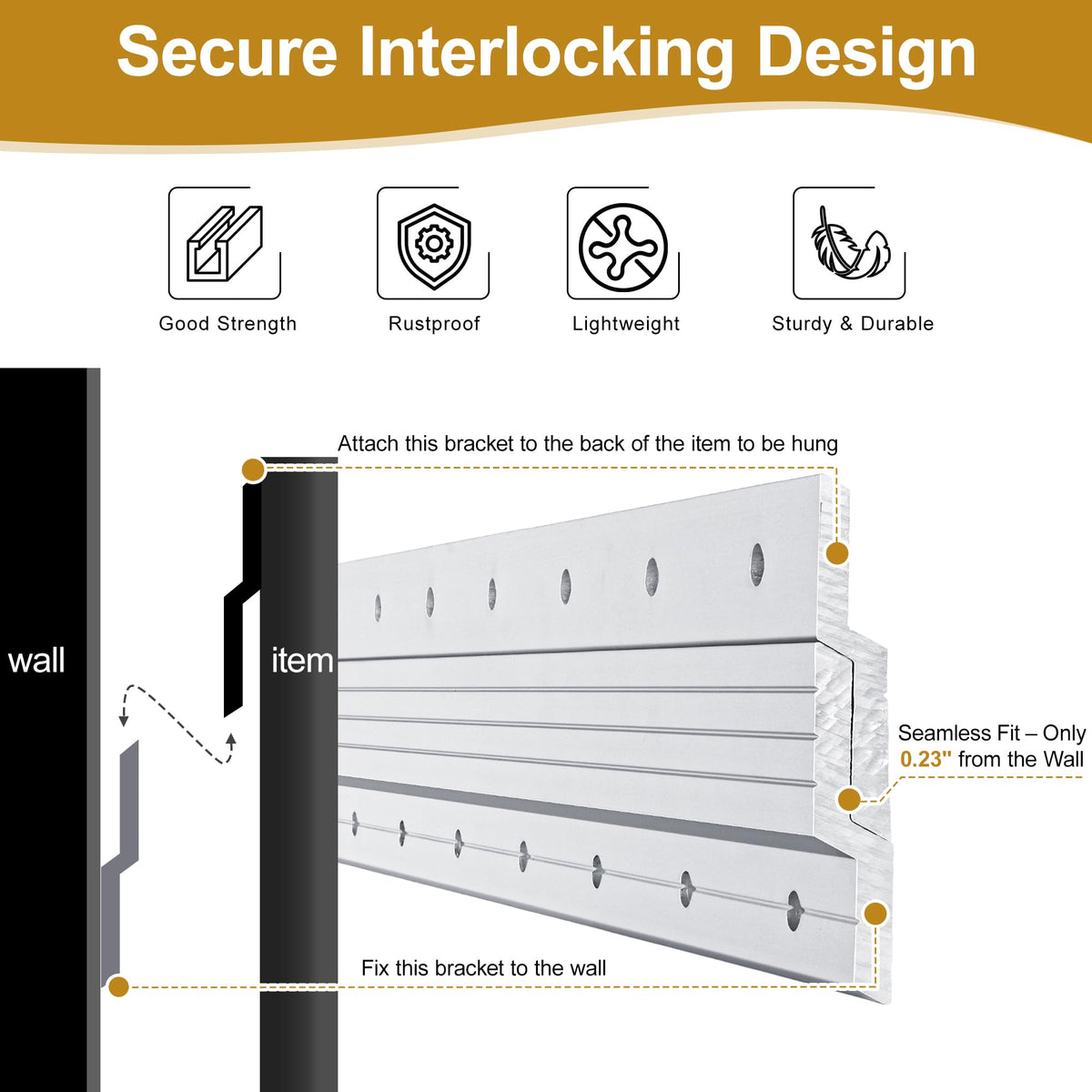 Unlumm bubble level helps ensure precise, level mounting.